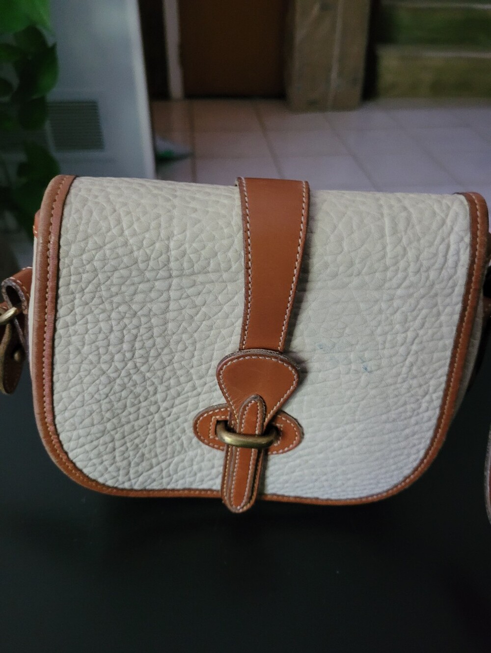 Dooney & Bourke VintageCream & Tan Crossbody Saddle Bag